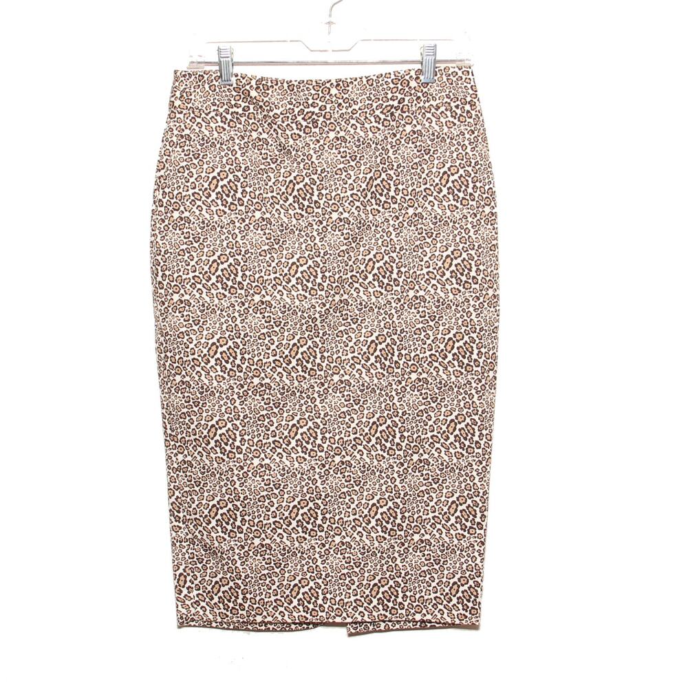 Liz Claiborne Leopard Print Slim Pencil Skirt Size 4 Cotton/Silk Blend